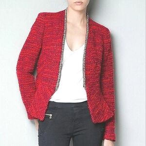 Zara Women's Red Tweed Jacket